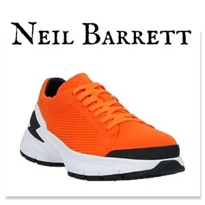 NIB NEIL BARRETT BOLT LACE UP SNEAKER - ORANGE SZ 6/39